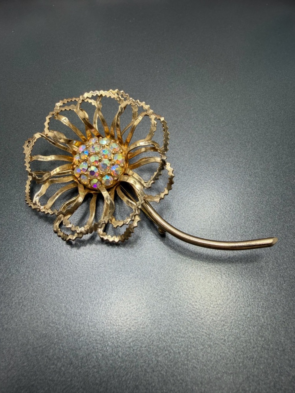 Vintage Sarah Coventry Allusion Floral Brooch with Aurora Borealis Stones